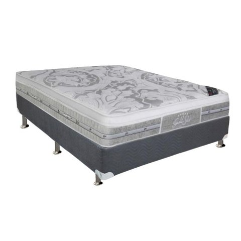 Cama Box Casal: Colchão Molas Ensacadas Castor Pocket Super Luxo Látex Push + Base Gray(138x188)