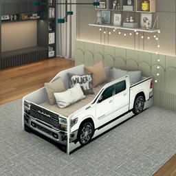 Cama Camionete Infantil Solteiro 100% Mdf Reforçada 193x91cm:branco - 3