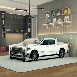 Cama Camionete Infantil Solteiro 100% Mdf Reforçada 193x91cm:branco - 1