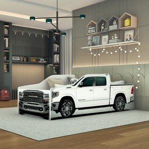 Cama Camionete Infantil Solteiro 100% Mdf Reforçada 193x91cm:branco