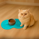 Ver imagem 4 de Tapete Pet Comedouro Vinílico Gato 46x26cm Turquesa Uzoo