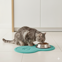 Ver imagem 3 de Tapete Pet Comedouro Vinílico Gato 46x26cm Turquesa Uzoo