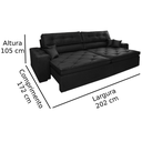 Ver imagem 4 de Sofá Austin Plus 2,02 M Retrátil com Molas Veludo Light Preto - Sofá na Web