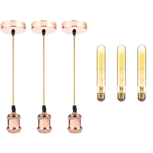 Kit C/6 Pçs Luminária Lustre Pendente Vintage Rose C/lampada