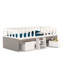 Ver imagem 3 de Cama Infantil Lara Solteiro com Nichos Escadinha e Colchão Branco e Cinza - Baby Mobília