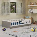 Ver imagem 2 de Cama Infantil Lara Solteiro com Nichos Escadinha e Colchão Branco e Cinza - Baby Mobília