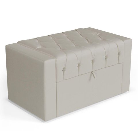 Calçadeira Báu Solteiro Atena 90cm Capitonê Sintético Bege - Desk Design