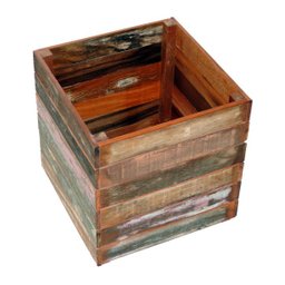 Vaso Cachepot 50 x 50 cm Madeira Demolição com Pátina - 1