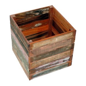 Vaso Cachepot 50 x 50 cm Madeira Demolição com Pátina
