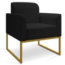 Ver imagem 4 de Kit 01 Namoradeira 02 Lugares e 02 Poltronas Marisa Linho Preto A79 Base Industrial Metálica Dourado