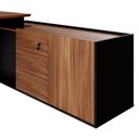 Ver imagem 4 de Mesa para Escritório em L Diretor Moderno 3 Gavetas MDP 180cm Nogal com Preto F5 Office