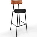 Ver imagem 3 de Kit 05 Banquetas Alta Bar Cozinha Sala De Jantar Milão L02 Couríssimo Camel Preto - Lyam Decor