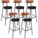 Ver imagem 1 de Kit 05 Banquetas Alta Bar Cozinha Sala De Jantar Milão L02 Couríssimo Camel Preto - Lyam Decor