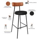 Ver imagem 4 de Kit 05 Banquetas Alta Bar Cozinha Sala De Jantar Milão L02 Couríssimo Camel Preto - Lyam Decor