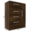Ver imagem 4 de Cômoda Sapateira 4 Gavetas 1 Porta Cor Cacau