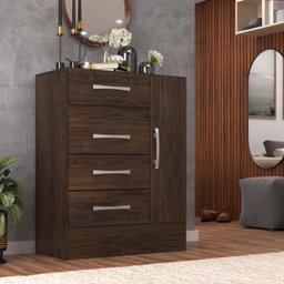 Cômoda Sapateira 4 Gavetas 1 Porta Cor Cacau - 1