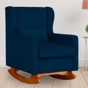 Ver imagem 1 de Poltrona Amamentação Balanço Aurora Suede Azul Marinho - Lm Decor