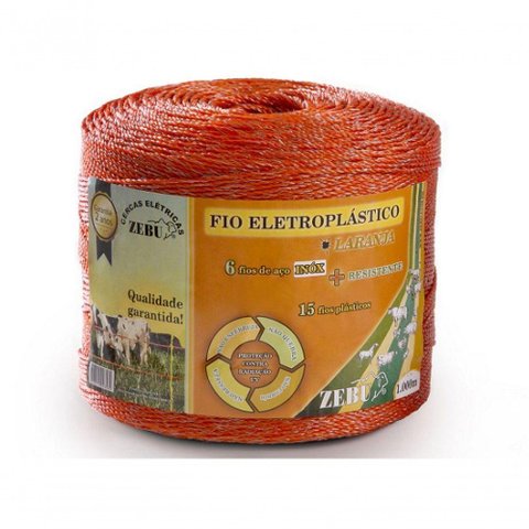 Fio Eletroplastico Laranja 1000m para Cerca Eletrica Zebu 3138-0