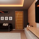Ver imagem 5 de Kit Porta de Madeira Decorada 215x64cm com Batente de MDF Ultra 12cm Neblina MGM Abertura Direita Ma