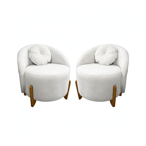 Kit 02 Poltronas Orgânicas Curvas Amsterdã Boucle Branco - Montanari's Decor