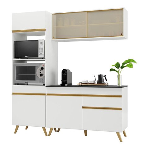 Cozinha Compacta Multimóveis Veneza Gw Fg3695 com Armário e Balcão Branca