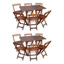 Ver imagem 1 de Kit 2 Conjuntos de Mesa Dobráveis de Madeira 70x110cm com 6 Cadeiras Imbuia