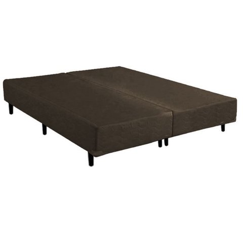 Cama Base Box King Bipartido Marrom Suede 38x193x203