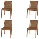 Ver imagem 1 de Kit 4 Cadeiras Decorativas Sala de Jantar Madeira Maciça Bruyne PU Marrom - Gran Belo