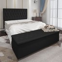 Ver imagem 1 de Conjunto Cabeceira Casal e Recamier Baú 1,40m Madrid Suede Preto Dal Poz Estofados