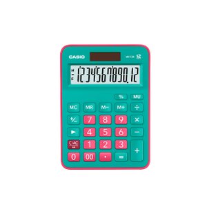 Calculadora Casio de mesa visor XL, 12 dígitos e alimentação dupla MX-12B Turquesa e Pink