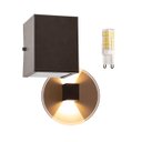 Ver imagem 1 de Arandela 2 Fachos Marrom + Lâmpada LED G9 5W 3000K para Parede Muro Externa e Interna St678