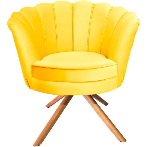 Poltrona Giratória Ferro e Madeira Pétalas Sued Premium Amarelo