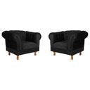 Ver imagem 1 de Duas Poltronas Chesterfield Capitone Suede Preto Decorativa / Sala, Tv, Estar, Recepção