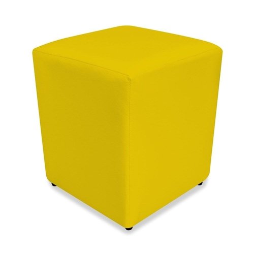 Puff Quadrado 40x32cm Tecido Suede Premium Amarelo