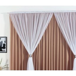 Cortina Barcelona 4,00m x 2,80m para Varão Simples - Avelã - 3