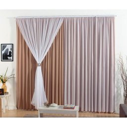 Cortina Barcelona 4,00m x 2,80m para Varão Simples - Avelã - 2