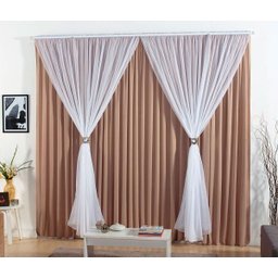 Cortina Barcelona 4,00m x 2,80m para Varão Simples - Avelã - 1