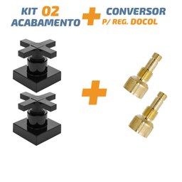 Kit 2 Acabamento Cruzeta Preto 1/2' ou 3/4 para Reg Docol - 1 Kit 2 Acabamento Cruzeta Preto 1/2' ou 3/4 para Reg Docol - 1