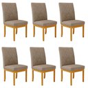 Ver imagem 1 de Kit 6 Cadeiras de Sala de Jantar Estofadas Gomes Madeira Maciça Linho Bege Escuro G78 - Gran Belo Ca