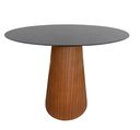 Ver imagem 1 de Mesa de Jantar Cone 90cm Base Madeira Natural Mogno e Tampo Laca Preto