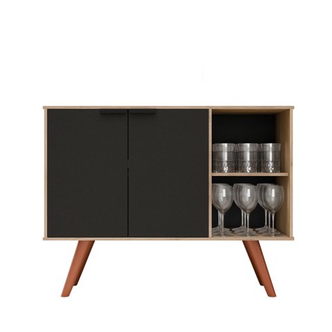 Balcão Multiuso Buffet Mila Moderno Maderatto Móveis:Preto/Freijó