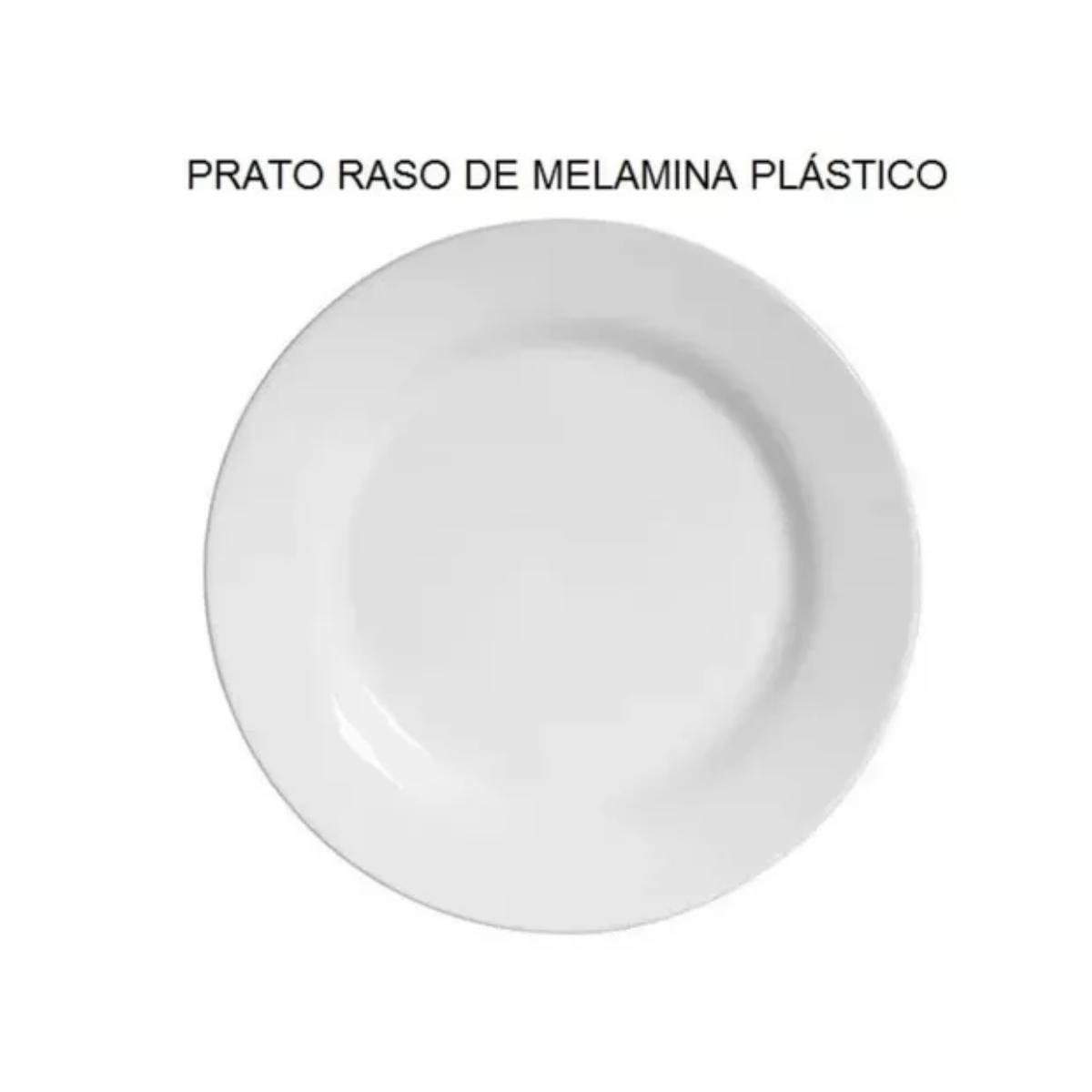 Kit Jogo 12 Pratos Branco de Melamina 25cm Buffet Hotel Raso - 3