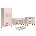 Ver imagem 1 de Quarto de Bebe com Colchão Q Encanto Retrô Rosa Qmovi