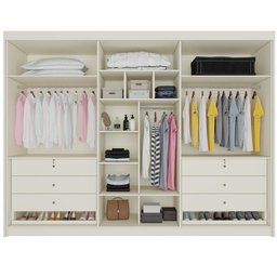 Guarda Roupa 6 Portas 2 Portas Ripadas Potente com Espelho 100% Mdf Off White Peroba - Móveis Europa - 3