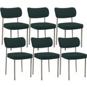 Ver imagem 1 de Kit 06 Cadeiras Estofadas para Sala de Jantar Melina Base Arena L02 Bouclê Verde - Lyam Decor