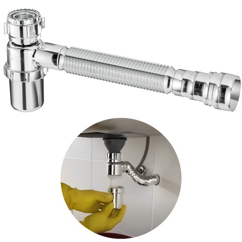 Sifão Sanfonado Com Copo 49cm Cromado | Astra