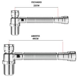 Sifão Sanfonado Com Copo 49cm Cromado | Astra - 3
