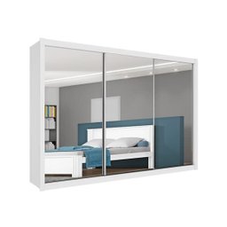 Guarda Roupa Casal Espelhado Costas 3mm - Toronto-branco Acetinado - Móveis Europa - 2