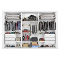 Guarda Roupa Casal Espelhado Costas 3mm - Toronto-branco Acetinado - Móveis Europa - 3