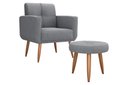 Ver imagem 1 de Kit Poltrona Decorativa Sala + Puff Havana Matrix Cinza